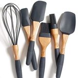 Portofino 6 Pc. Cozimento Conjunto De Utensílios – Beech Wood &amp; Silicone – Cozinha / Ferramentas De Cozinha – 9 Espátula Grande, Es