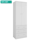 Guarda-roupa Infantil 2 Portas E 3 Gavetas 100% Mdf Smim New Móveis Peroba Branco Brilho