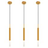 Kit 3 Luminárias De Teto Pendente Tubo Difusor Sala Dourado