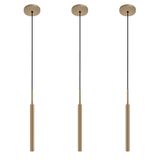 Kit 3 Luminárias Tubo Pendente Teto Mesa Sala Bronze 40cm