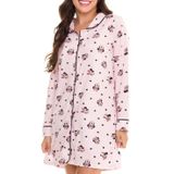 Camisola Feminina Longa Com Abertura Minnie Mouse 32.03.0027