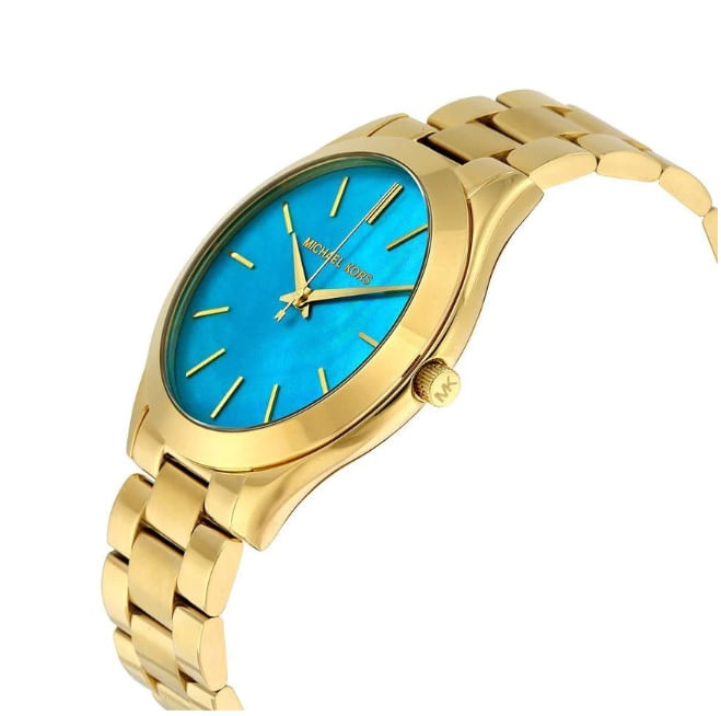 Relógio Feminino Michael Kors Mk3492 Slim Runway Azul 42mm