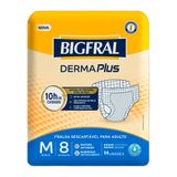 Fralda Geriátrica Bigfral Derma Plus Tamanho M Com 8 Unidades