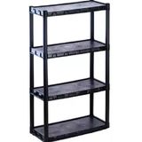 Estante Plástica Modular Preta Com 4 Prateleiras