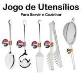 Kit Utensilios Para Cozinha 5 Pecas - Jogo Utensílios Para Servir E Cozinhar Em Inox 5 Peças - Conjunto - Panami