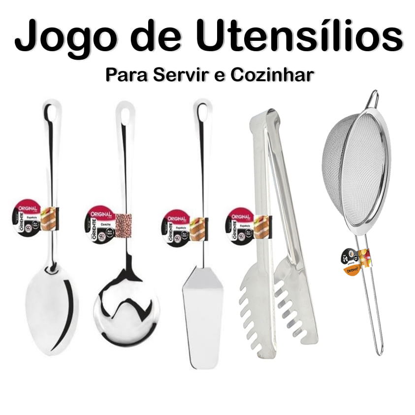 Jogo para Cozinha 6 peças - Tema Utensílios de Cozinha em Oxford