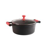 Caçarola Ferro Alça Silicone Vermelho Tampa Vidro 2,0L 20cm