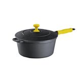 Caçarola Ferro Cabo Silicone Amarelo Tampa Ferro 3,2L 22cm