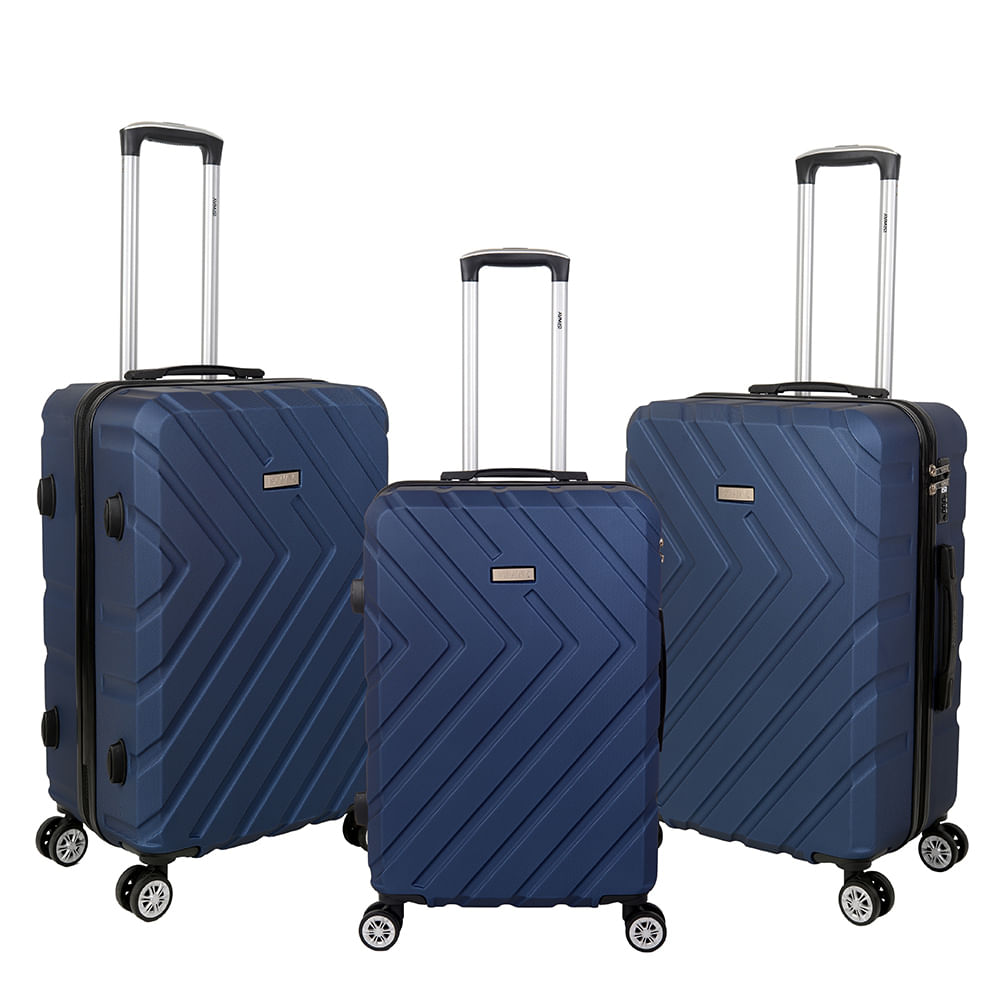 Kit Malas De Viagem Abs Isiway Montreal P/m/g Azul 03 Peça