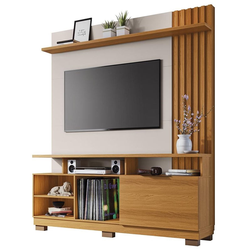 Estante Home Theater Artheo Cinamomo/off White Para Tv Até 55” - Hb Móveis