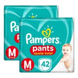 Kit Fraldas Pampers Pants Ajuste Total Mega M 84 Tiras
