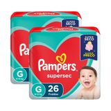 Kit 2 Fraldas Pampers Supersec G 26 Unidades