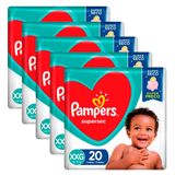 Kit 5 Fraldas Pampers Supersec Pacotão Xxg - 100 Tiras