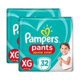 Kit Fraldas Pampers Pants Ajuste Total Mega Xg 64 Tiras