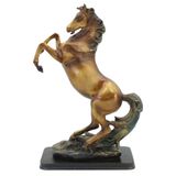 Decoração Escultura Estátua Cavalo Dourado Ornamento Estatueta Resina