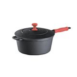 Caçarola Ferro Cabo Silicone Vermelho Tampa Ferro 1,9L 18cm