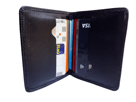 Carteira De Couro Pequena Slin Mini Porta Cartão Cnh Documento Original