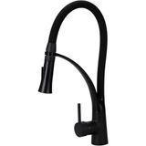 Torneira Gourmet Flexível Com Misturador Monocomando Preta De Bancada Belcca