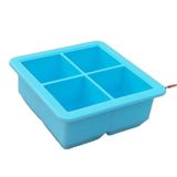 Caixa De Gelo De Silicone 4 Compartimentos Com Tampa Grande Cubo De Gelo