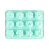 12 Até Mesmo Rosa Forma Flor Gelo Cubo De Mofo Verde