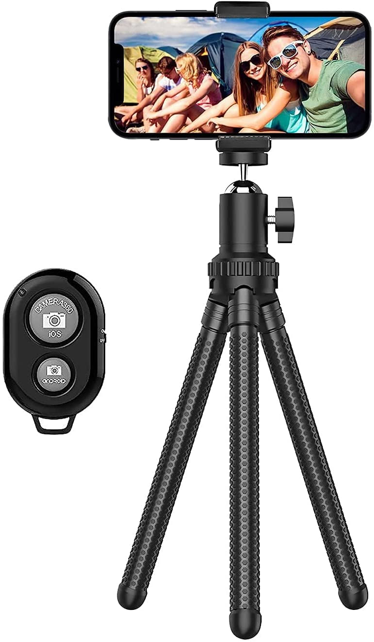 Tripé Telefônico, Tripé De Celular Portátil Stand Com Controle Remoto Sem Fio E Tripé Flexível Stand Para Selfies/vlogging/fotografia, Compa