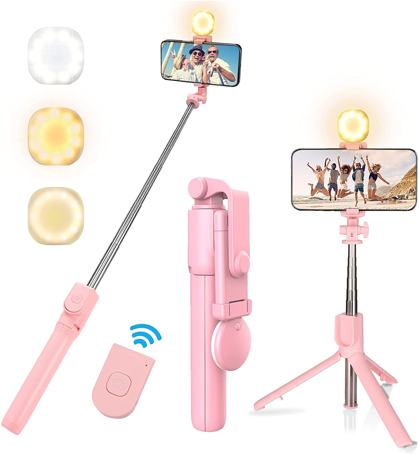 Tripé Selfie Stick Com Luz De Preenchimento, 3 Modos Níveis Tripé De Telefone Stand Com Controle Remoto Sem Fio Compatível Com Iphone12pro M