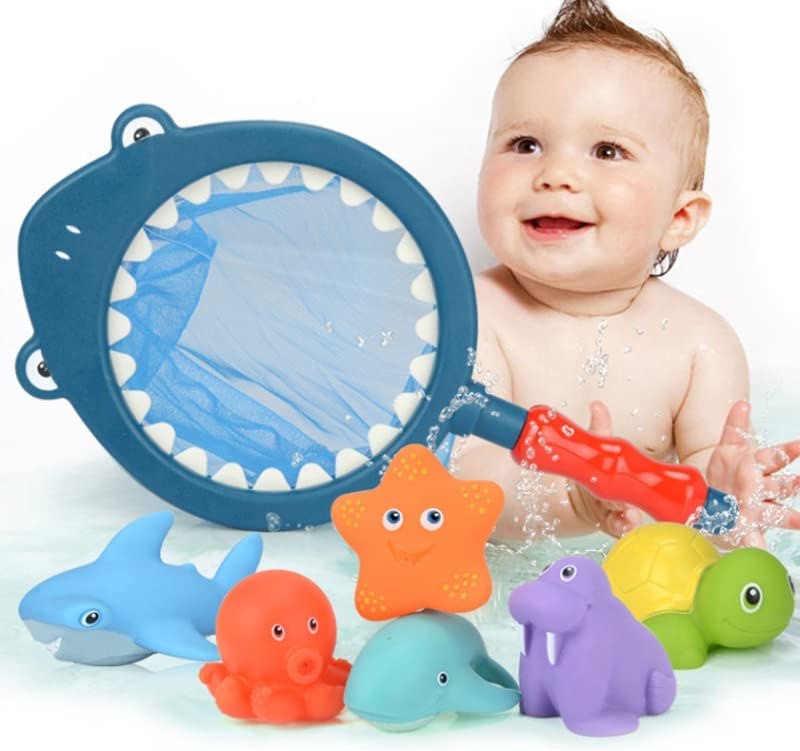 Conjunto De Brinquedos De Banho Para Bebês, 6 Animais De Brinquedos Diferentes E 1 Rede De Pesca De Tubarão, História De Brinquedos Para A H