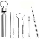 4 Peças De Palito De Dente De Titânio Portátil Pocket Set Pocket Toothpick Metal Palito De Dente Com Aço Inoxidável Para Piquenique Ao Ar Li