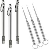 3 Peças Palitos De Dente De Titânio Portáteis, Palito De Dente De Bolso Metálico Palito De Dente Reutilizável Palito De Dente Reutilizável P