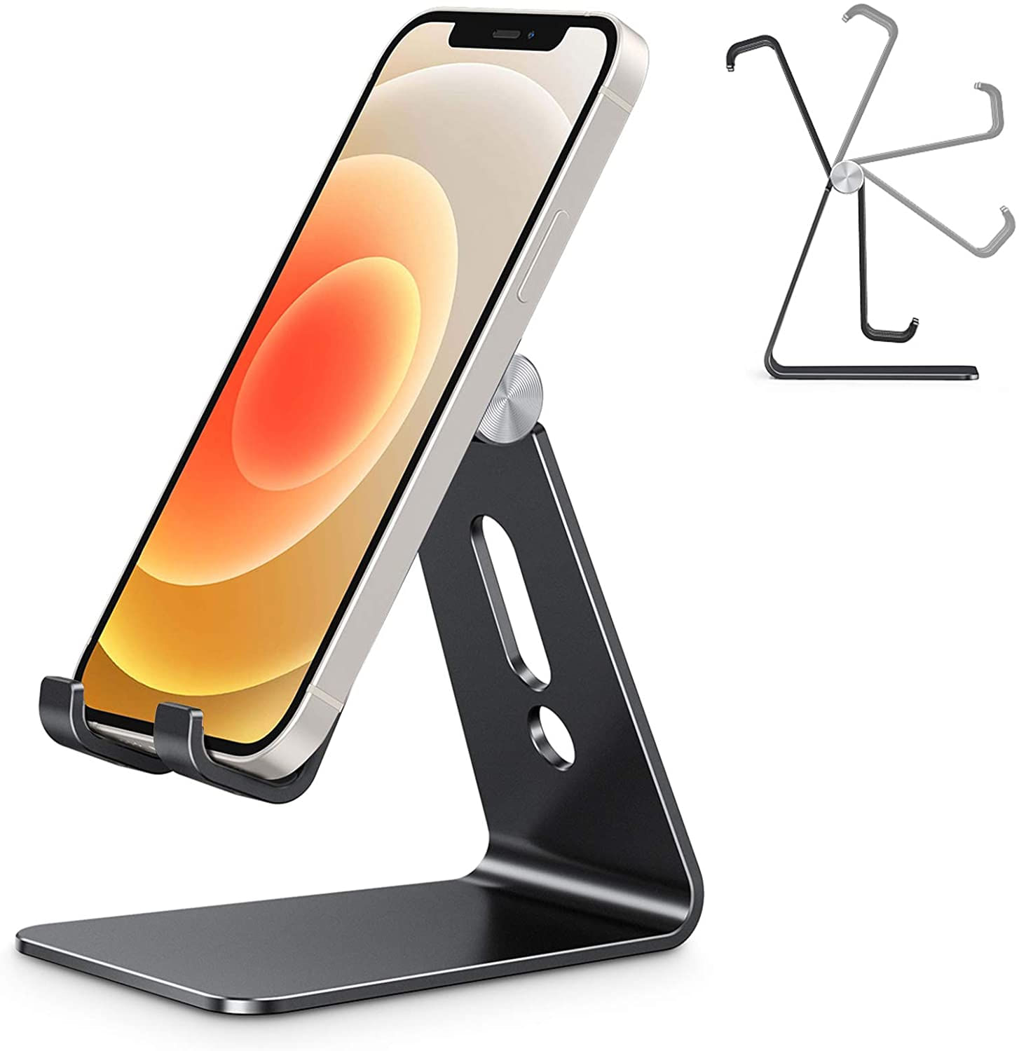 Suporte De Celular Ajustável, Omoton C2 Alumínio Desktop Phone Holder Dock Compatível Com Iphone 11 Pro Max Xs Xr 8 Plus 7 6, Samsung Galaxy