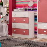 Cômoda 4 Gavetas Móveis Percasa Branco/Rosa