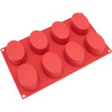 Sm-118rd Molde De Silicona Con 8 Cavidades Ovaladas Para Muffins, Cupcakes, Brownies, Pan De Maíz, Cheesecake, Panna Cotta, Budín, Gelatina