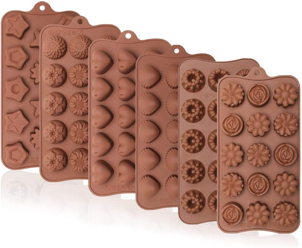 Moldes De Silicona Para Chocolate (6 Unidades), Diseño De Corazones, Estrellas, Girasoles, Conchas Marinas, Moldes De Silicona Para Hornear