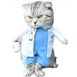Cachorro De Estimação Gato Fantasia De Halloween Médico Enfermeira Traje Cachorro Jeans Roupas Gato Engraçado Traje Uniforme