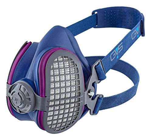 Gvs Spr457 Elipse P100 Dust Half Mask Respirator Com Filtros Substituíveis E Reutilizáveis Incluídos, Azul, Tamanho M/l