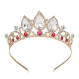 Meninas Rapunzel Tiara Para Festa De Aniversário E Fantasia, Cristal Multicolorido Princesa Coroa Bandana Para Crianças, Acessórios De Cabel