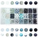 24 Cores 8mm Contas De Vidro Redondo, 720pcs Preto Branco Pulseira Contas Contas De Mármore Solto Pérolas Spacers Para Halloween Brinco Cola