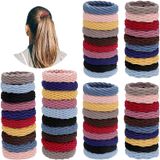 60 Peças Laços De Cabelo De Algodão Sem Emendas, Laços De Cabelo Elásticos Espessos, Porta-rabo De Cavalo, Sem Faixas De Cabelo Para Meninas