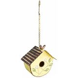 Pequena Casa De Pássaros Metálicos Para O Outside Hanging, Pintado À Mão E Decorar A Casa De Pássaros De Metal Para O Jardim Ao Ar Livre
