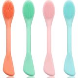 4 Peças Dupla-ended Silicone Máscara Facial Escova De Silicone Escova Facial Escova Facial Limpador De Poros Escova De Limpeza De Duas Cabeç