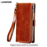 Multifuncional Genuine Leather Zipper Case Para Iphone 12 Pr