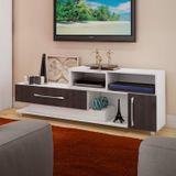 Rack para TV até 45 Polegadas 1 Gaveta 1 Porta Móveis Percasa Branco/Carvalho