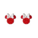 Disney Minnie Mouse Birthstone Joias Para Mulheres, Sterling Silver Pave Brincos De Cravo De Cristal , Julho