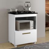 Balcão Para Cooktop Salvia Branco 1 Porta Basculante 4 Bocas Kaiki Móveis