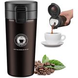 Caneca De Café De Viagem Isolada 380 Ml, Garrafa Térmica, Vácuo De Parede Dupla Isolado, Livre De Vazamento, Livre De Bpa, Aço Inoxidável (m