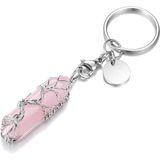 Chaveiro Árvore De Pedra Natural Da Vida Pendante Coluna De Cristal Hexagon
