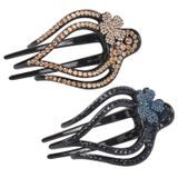 2pcs Clipes De Cabelo De Diamante Com Flor Strass Barrettes Clipes Decorativos De Cabelo Grande Para Mulheres Cabelos Grossos Cabelo Fino (c