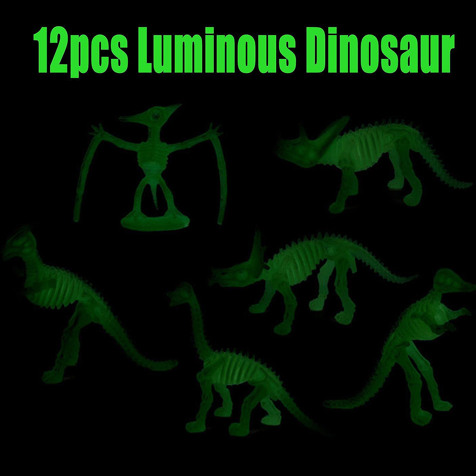 Dinossauro Luminoso Modelo Brinquedos Resistentes 12pcs Ornamento Presente Para