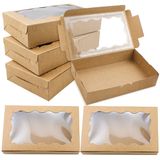 30 Pack Brown Kraft Cookie Boxes Com Janela Clara, Recipientes Premium De Caixa De Presente De Papel Pequeno Para Embalagem De Doces De Mass