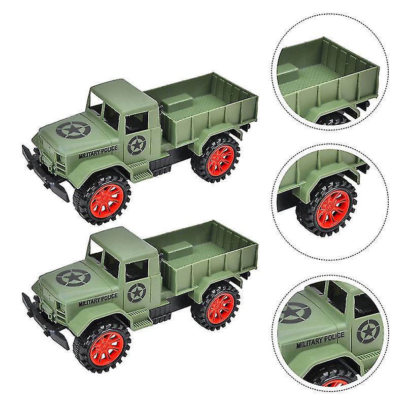 2 Pcs Caminhão Modelo Inércia Caminhão Brinquedo Militar Caminhão Modelo Brinquedo